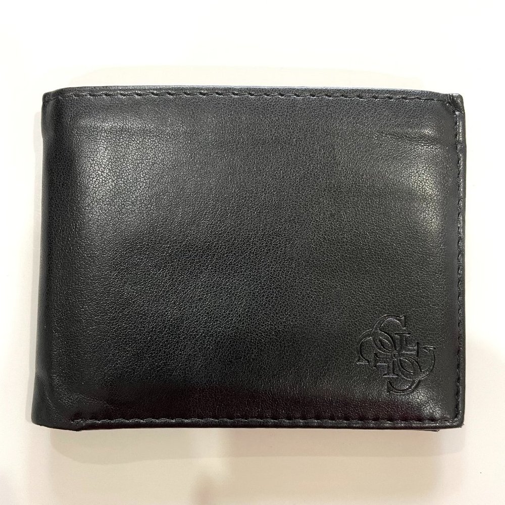 GUESS BLACK LEATHER MEN'S BIFOLD WALLET